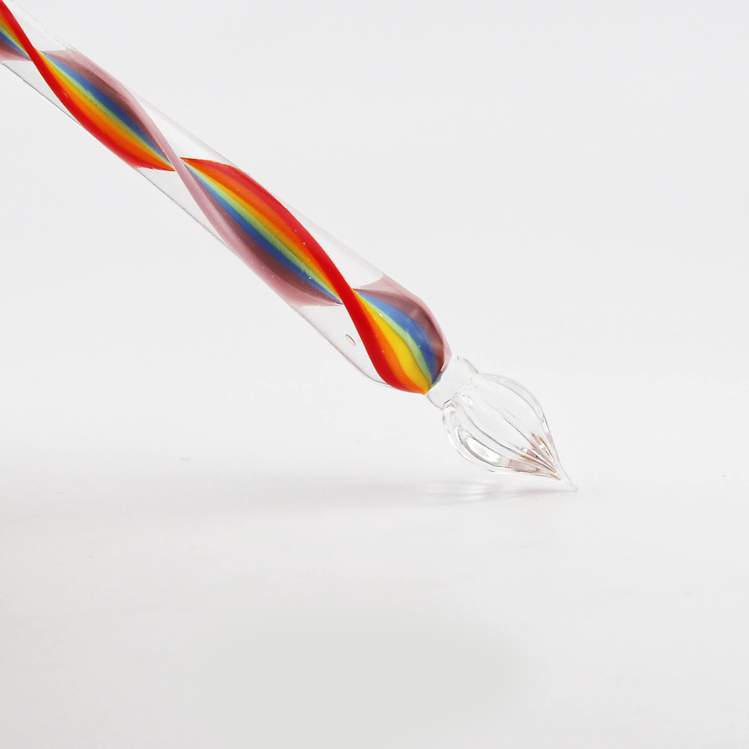 Rainbow Twisted Handmade Glass Dip Pen for Calligraphy & Art - Unique Writing Tool for Journaling, Drawing & Creative Lettering