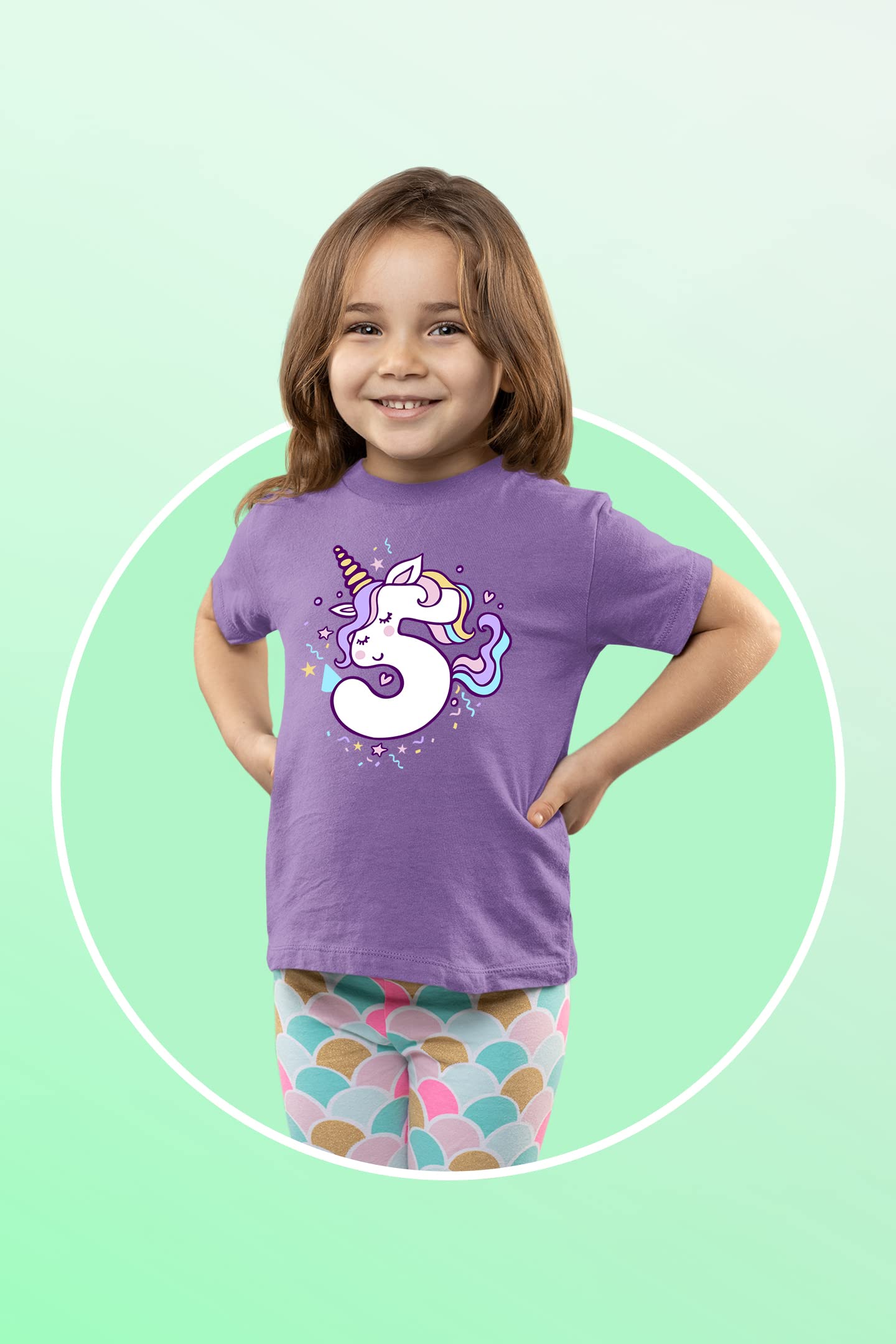Girls Unicorn 5th Birthday Shirt - Cute 5 Year Old Outfit for Fifth Birthday Party, School Celebration & Photo Shoot | Soft Cotton T-Shirt for Kids