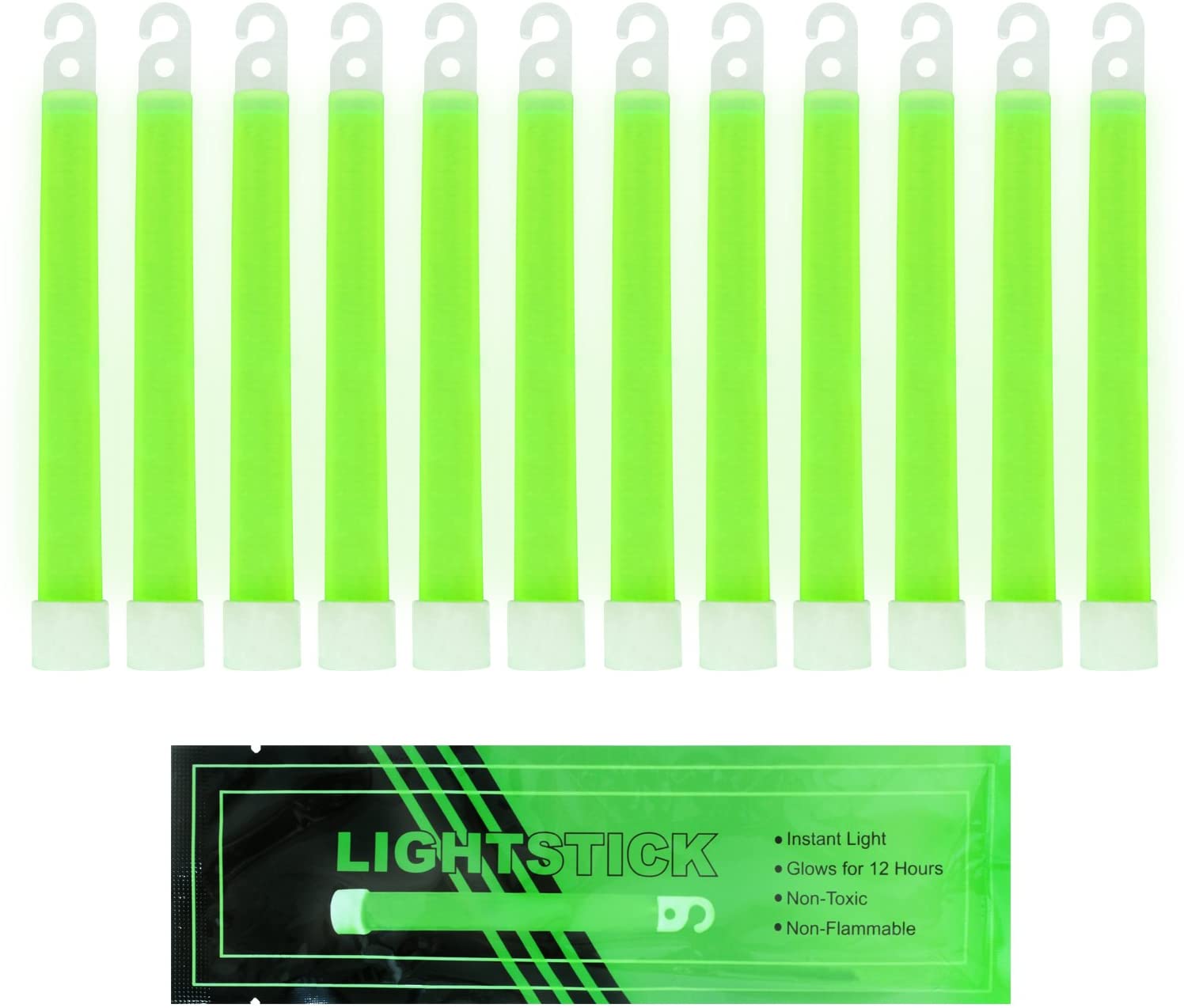 Green 6 Inch Glow Sticks - 12 Hour Ultra Bright Glow Party Supplies for Raves, Concerts, Camping & Emergency Kits