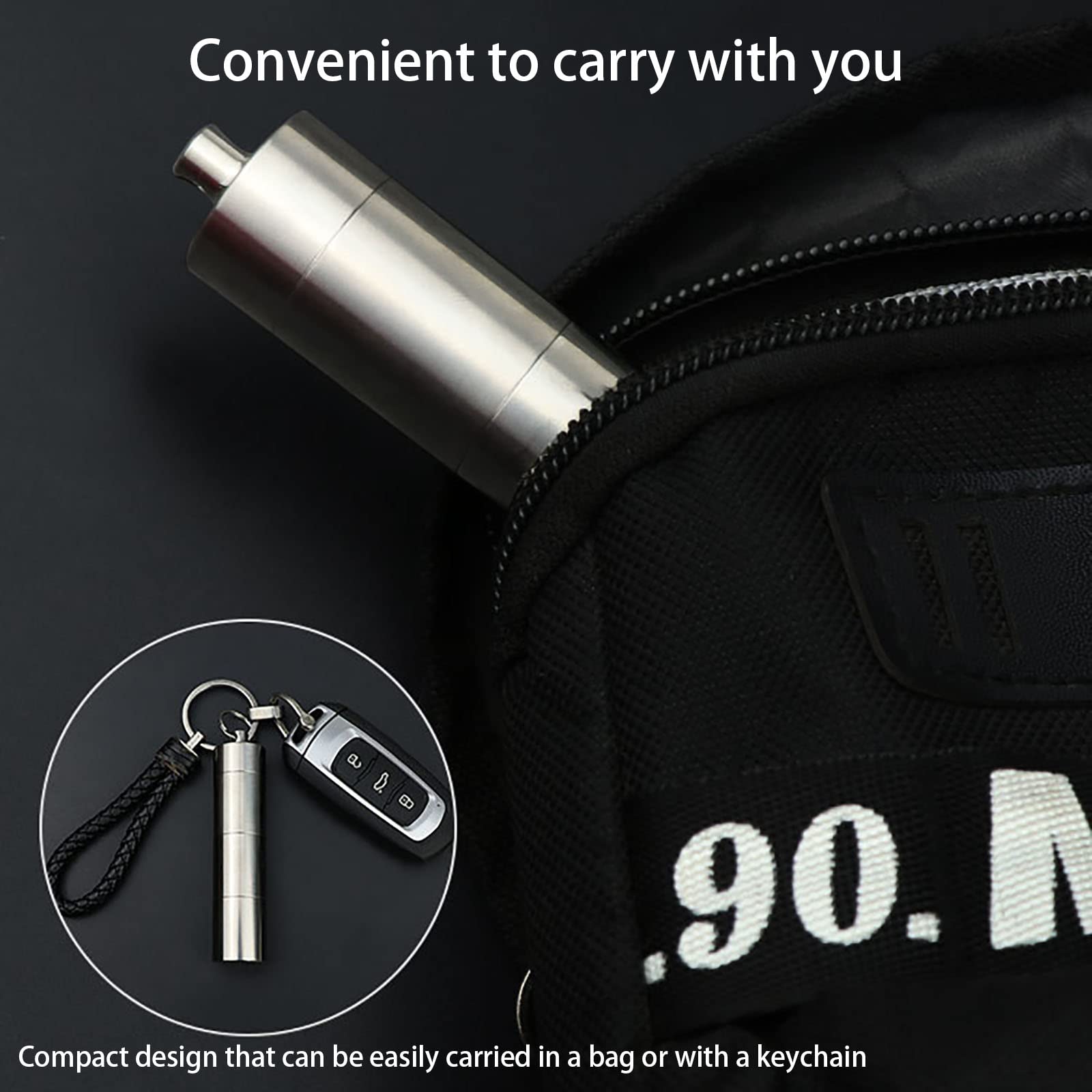 Titanium Waterproof Keychain Pill Holder - 3 Layer Portable Pill Organizer for Travel, Camping & Outdoor Adventures - Compact Mini Pill Box Case for Daily Use, Hiking & Emergency Preparedness