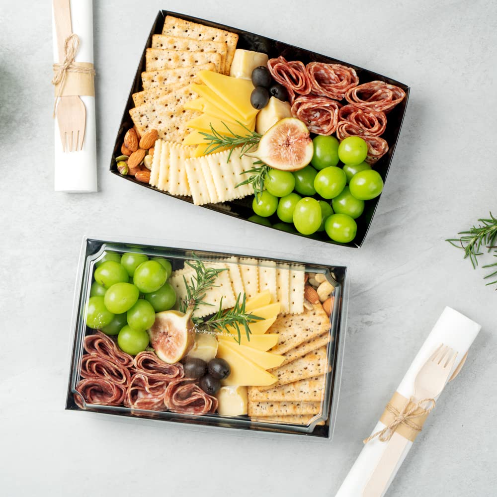 Restaurantware Matsuri Vision 9x6x1.5 Inch Large Disposable Sushi Trays - 100 Greaseproof Black Paper Sushi Containers for Entrees & Desserts (Lids Sold Separately) | Perfect for Japanese Restaurants, Catering & Takeout