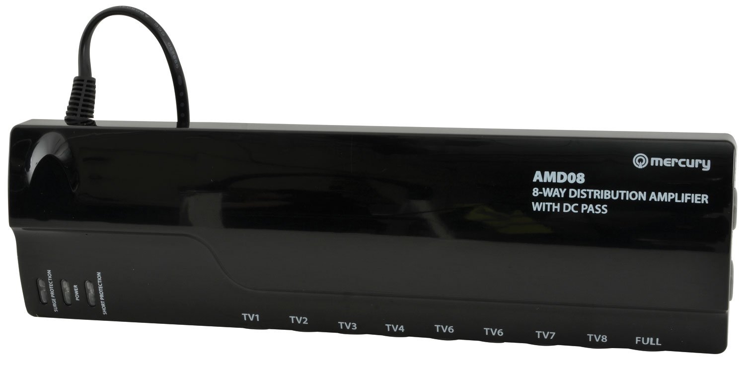 8-Way Professional TV Signal Booster - HD Antenna Amplifier for Clearer Reception - Perfect for Home, Office, and RV Use