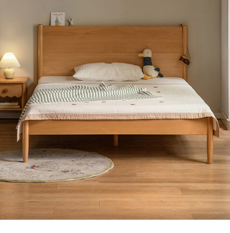 Solid Wood Kids Bed - Beech or Oak Frame - Soft Single Bed for Toddlers & Children - Perfect for Bedrooms, Daycare, or Guest Rooms