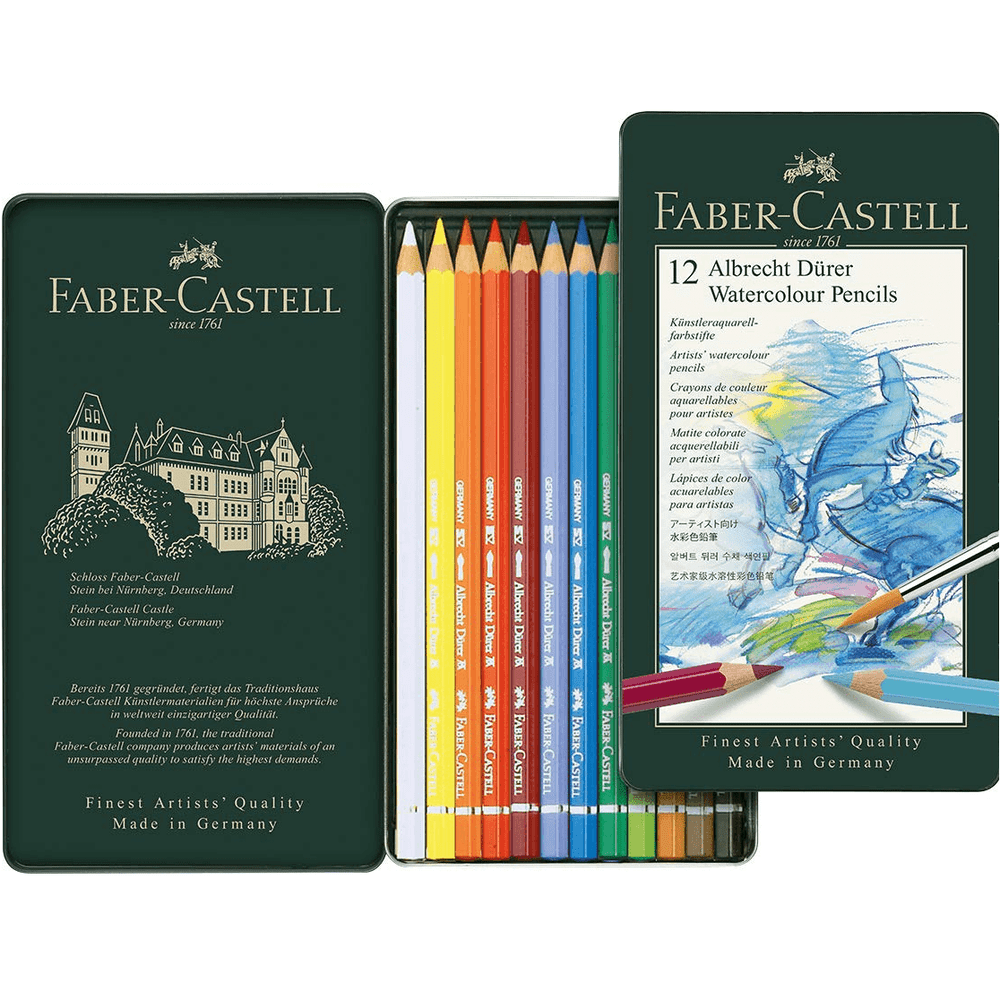 Faber-Castell Albrecht Durer Watercolor Pencils Set of 12 - Premium Artist Grade Colored Pencils for Drawing, Sketching & Painting - Perfect for Professional Artists & Beginners