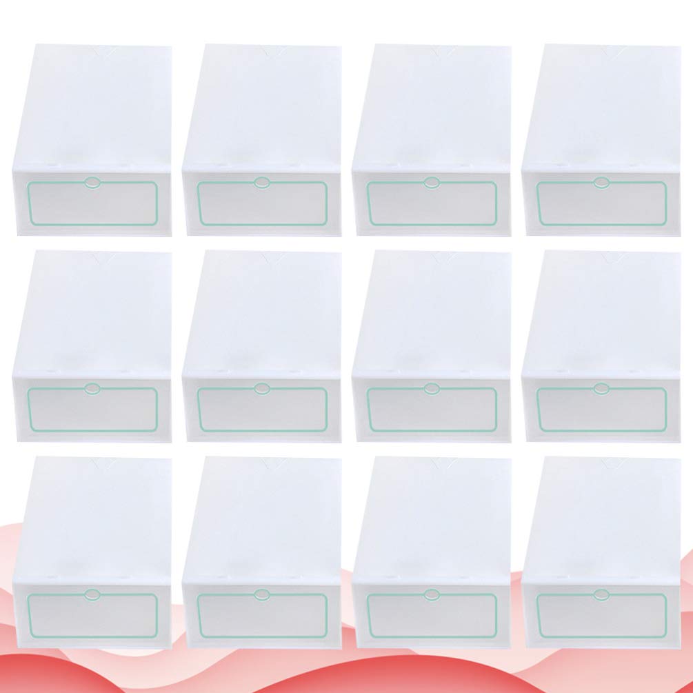 DOITOOL 30-Pack Clear Plastic Shoe Storage Boxes - Stackable Shoe Organizer Bins with Clamshell Lid for Closet, Underbed, Entryway - White Transparent Shoe Containers for Sneakers, Heels & Boots Organization