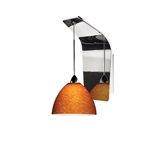 WAC Lighting WS72LED-G541AM/CH Faberge LED Pendant Wall Sconce with Amber Glass Shade & Chrome Finish - Modern Lighting Fixture for Bedroom, Living Room & Hallway Decor