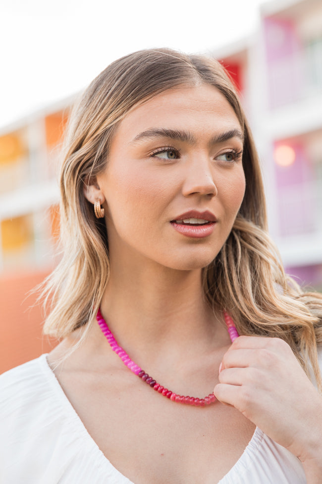 Elegant Pink and Red Beaded Necklace for Women | Bohemian Style Jewelry Gift | Perfect for Parties, Weddings & Date Nights