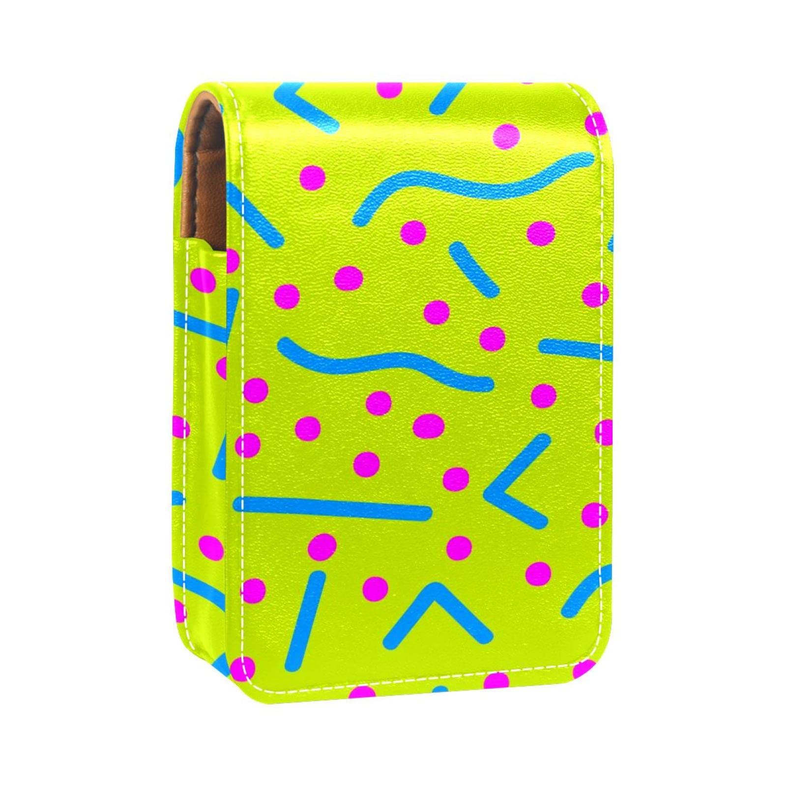 Personalized Lipstick Case - Portable Makeup Bag & Cosmetic Pouch Organizer with Unique Blue Lines Green Design | Perfect for Travel, Gift & Daily Makeup Storage