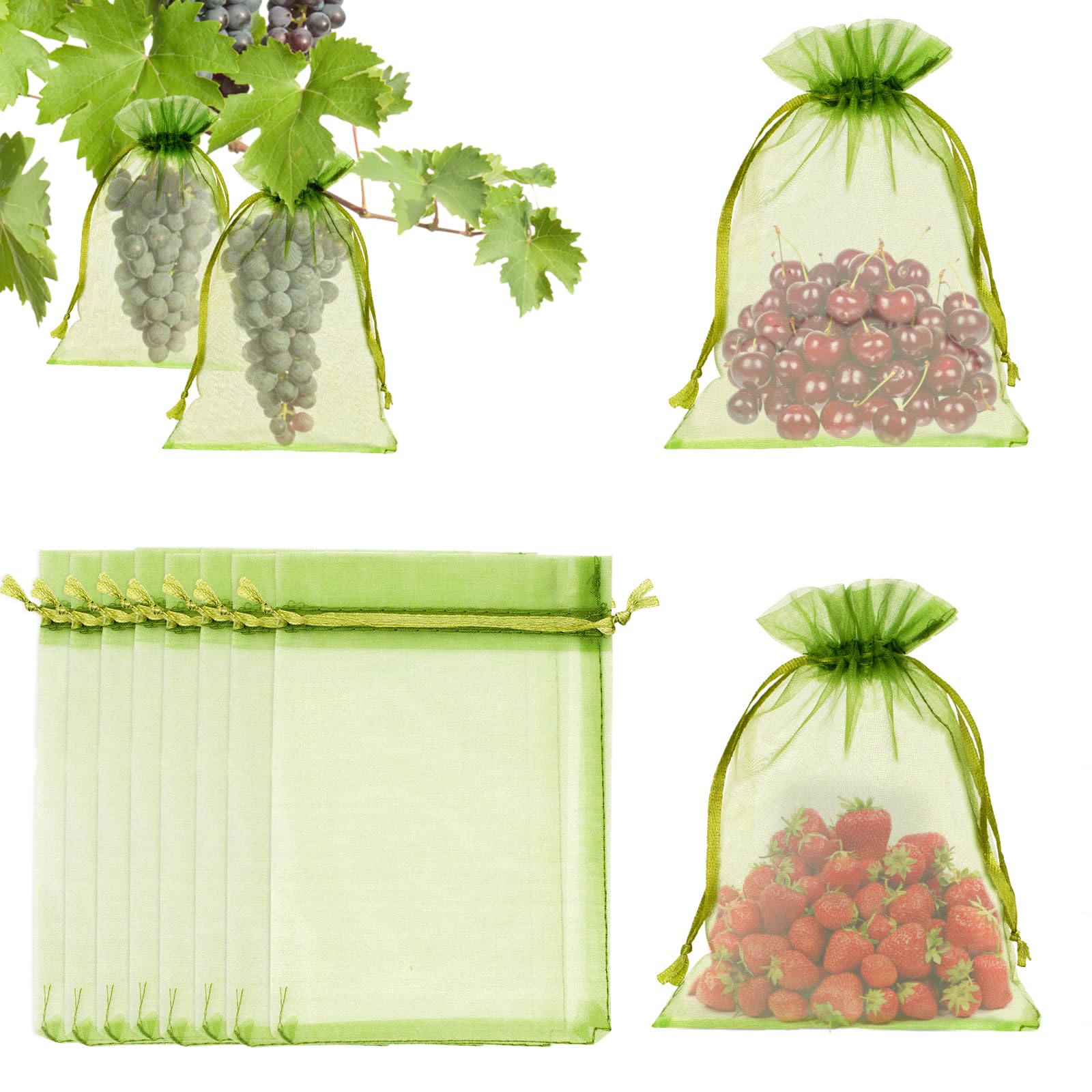 KINGLAKE 100PCS 6x9 Inches Fruit Protection Bags - Breathable Mesh Bags for Fruit Trees, Vegetables & Plants - Prevent Pests & Birds - Ideal for Apples, Peaches, Pears & Garden Produce - Perfect for Home Gardening & Orchard Use
