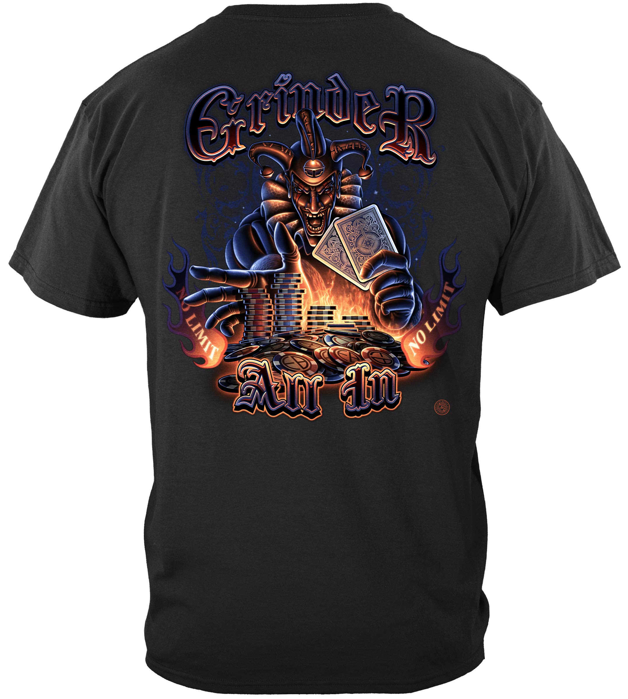 Unisex Poker Short Sleeve T-Shirt - 100% Cotton Casual Tee - Grinder Poker Design for Men & Women (Black) - Perfect for Casino Nights, Poker Tournaments & Casual Wear