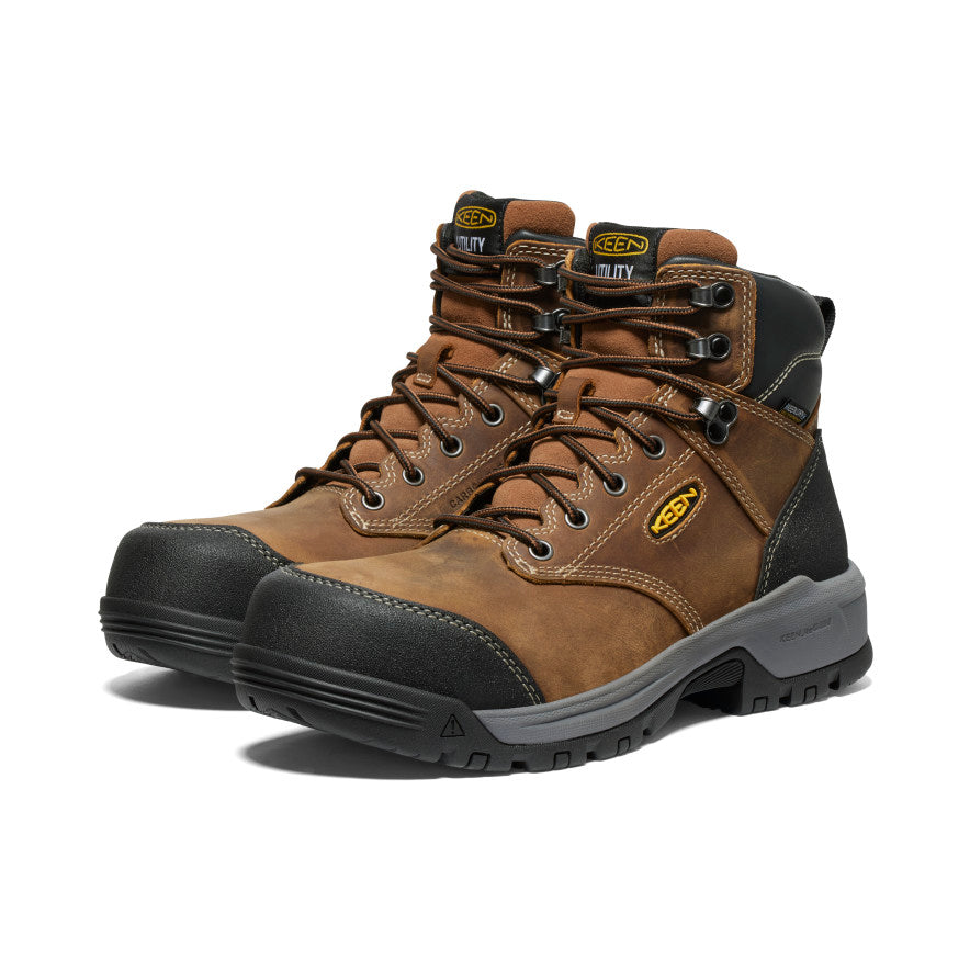 Men's Evanston 6 Waterproof Work Boot with Carbon Toe - Bison/Black - Durable Safety Boots for Construction, Hiking & Outdoor Work