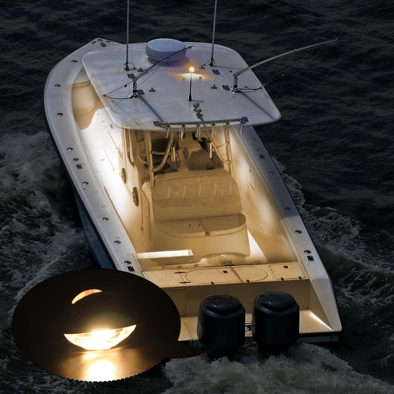4PCS Waterproof IP67 LED Boat Courtesy Lights - Warm White DC12V for Pontoon Boats, RV Steps, Stairs & Cabin Decks | Interior Marine Lighting for Safe Night Navigation & Cozy Ambience