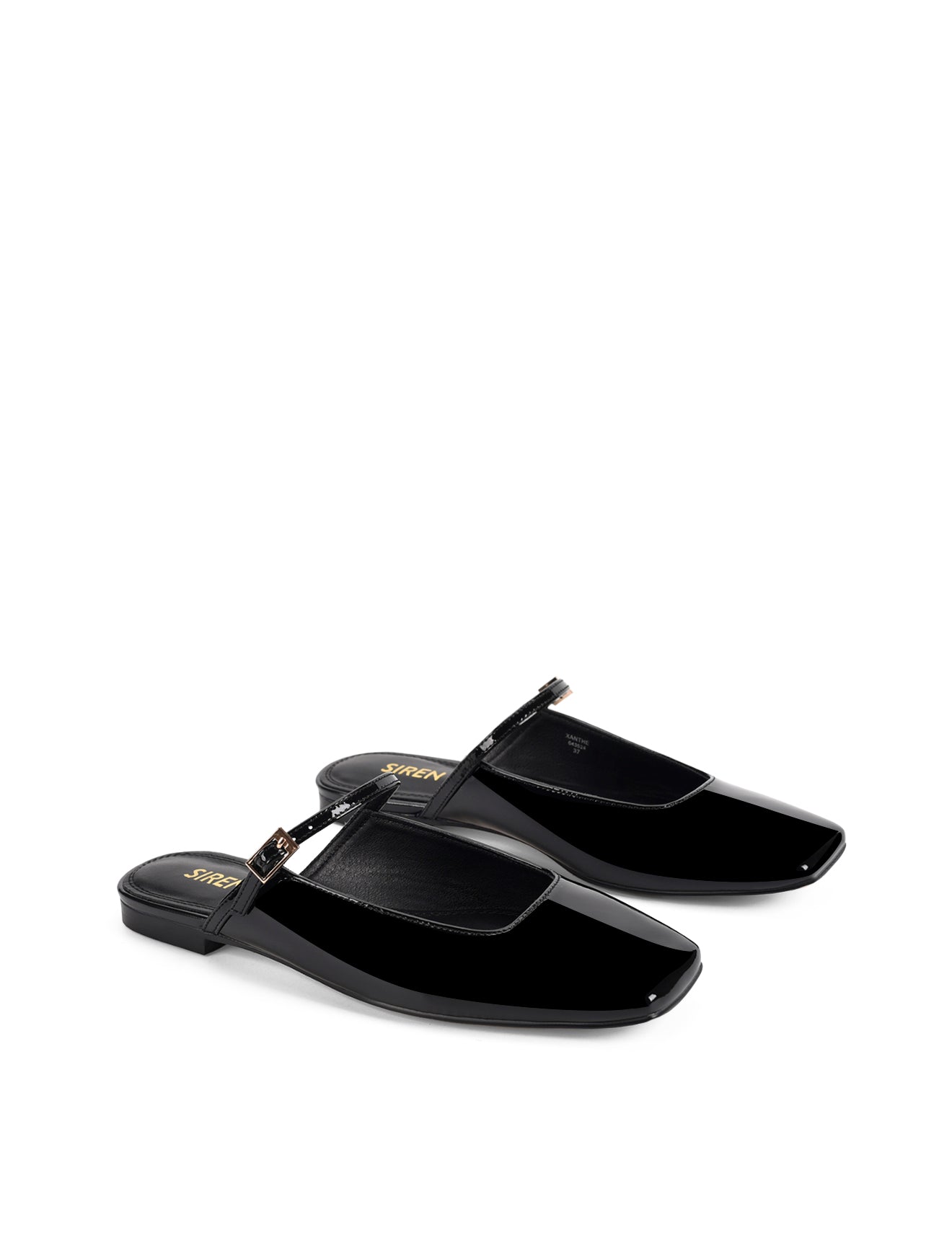 Xanthe Mary Jane Mules for Women - Black Patent Leather Slip-On Shoes | Comfortable & Stylish for Work, Office, and Casual Outfits