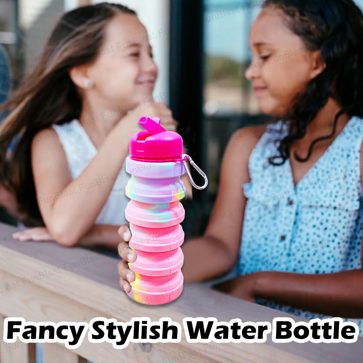 **Space-Themed Expandable Silicone Water Bottle for Kids - 500ml Leak-Proof Reusable Flask with Vacuum Bouncing Cap - Perfect for School, Gym, Travel & Outdoor Activities (Random Color)**