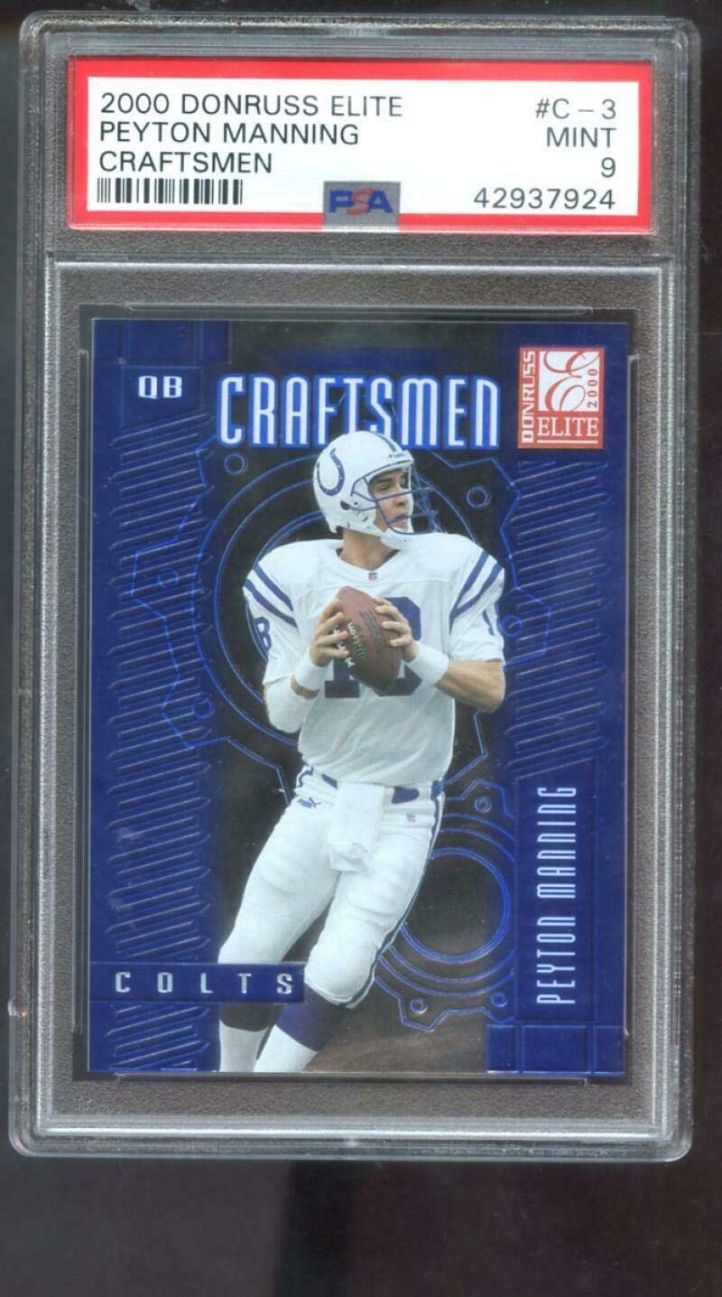 2000 Topps Donruss Elite Craftsmen #C-3 Peyton Manning PSA 9 Graded Football Card - Limited Edition /2500 - Perfect for NFL Collectors & Sports Memorabilia Enthusiasts