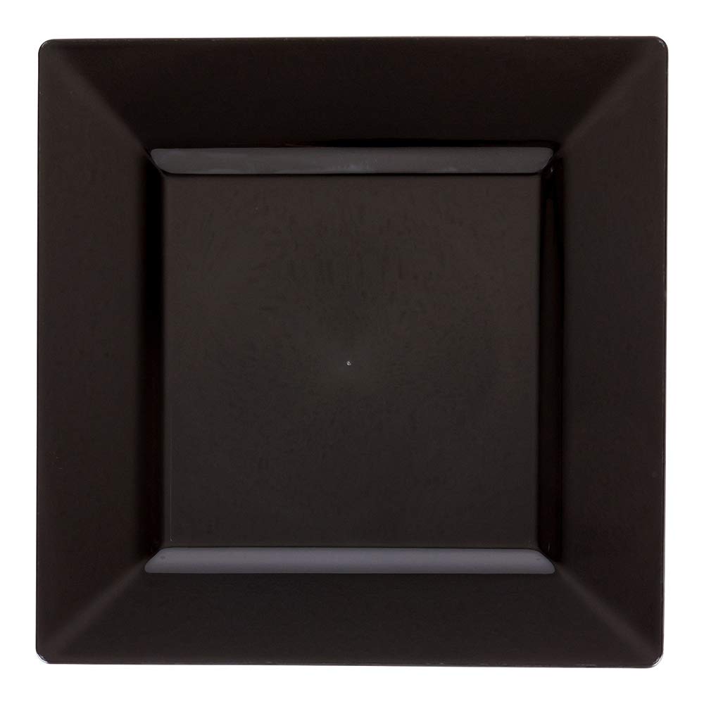 100-Pack 8.2 Inch Square Black Disposable Plastic Plates - Heavy Duty Dessert Plates for Weddings, Catering & Parties | Perfect for Appetizers, Salads, Side Dishes & Buffet Serving