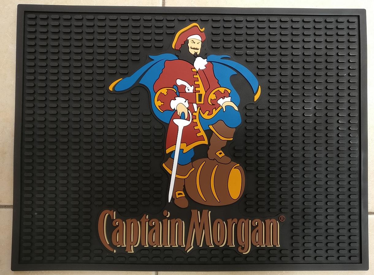 Captain Morgan Spiced Rum Bar Mat - Non-Slip Professional Wait Station Mat for Spills & Drips - Perfect for Home Bars, Restaurants & Cocktail Parties