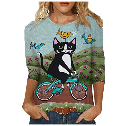 Women's Summer Casual Printed Short Sleeve Crew Neck T-Shirt - Fashion Spring Top in Blue #2 (XXXL) - Perfect for Beach Outings, Vacation Wear & Everyday Casual Style