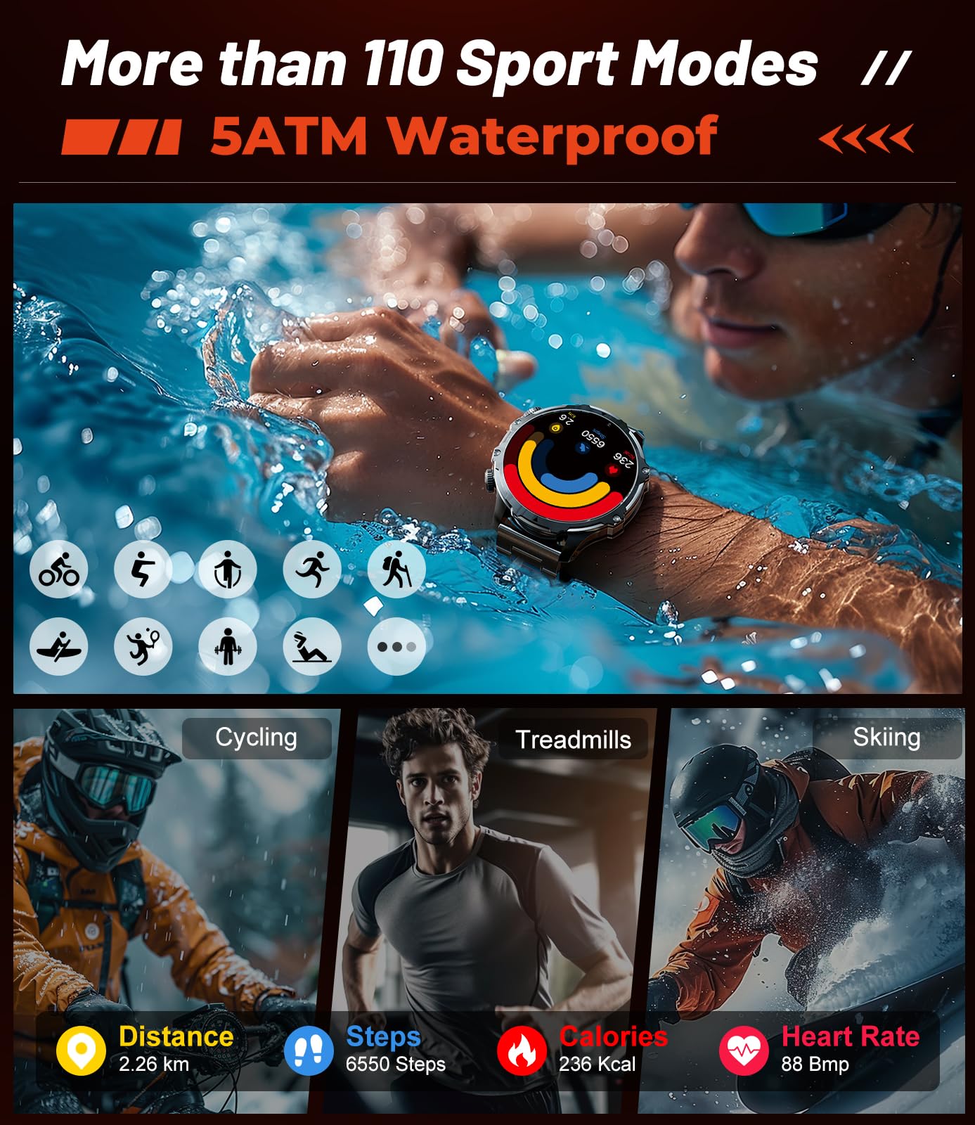 Military Smart Watch for Men - 1.85