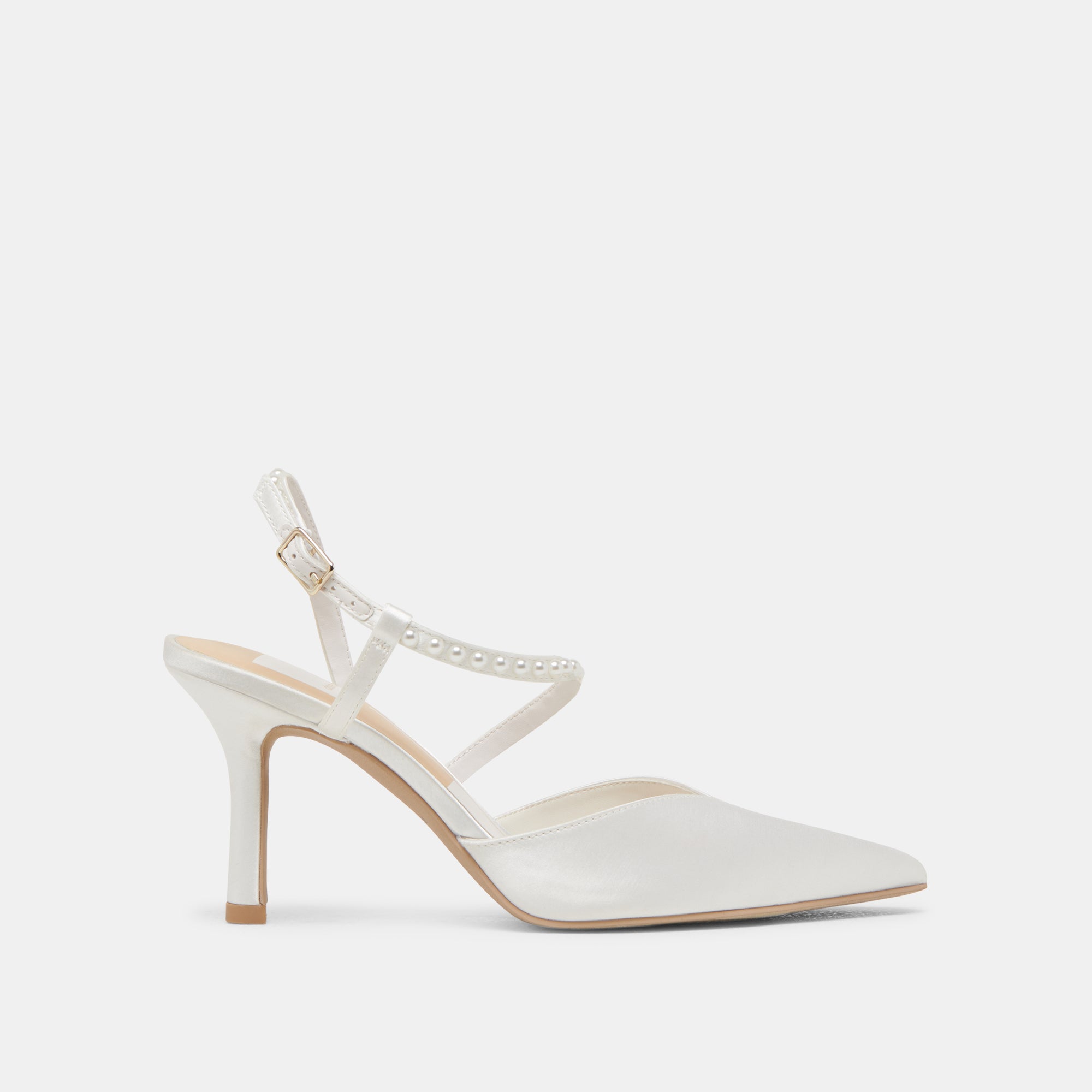 KAMRA Pearl Heels - Elegant True White Satin High Heels for Women | Perfect for Weddings, Prom & Evening Parties