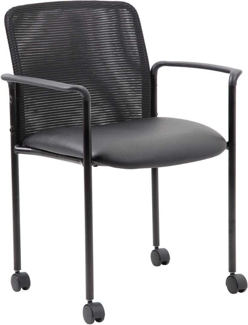 Boss Mesh Guest Chair with Casters - Ergonomic Office Chair, Black [B6909R CS] - Perfect for Reception Areas, Conference Rooms & Home Offices