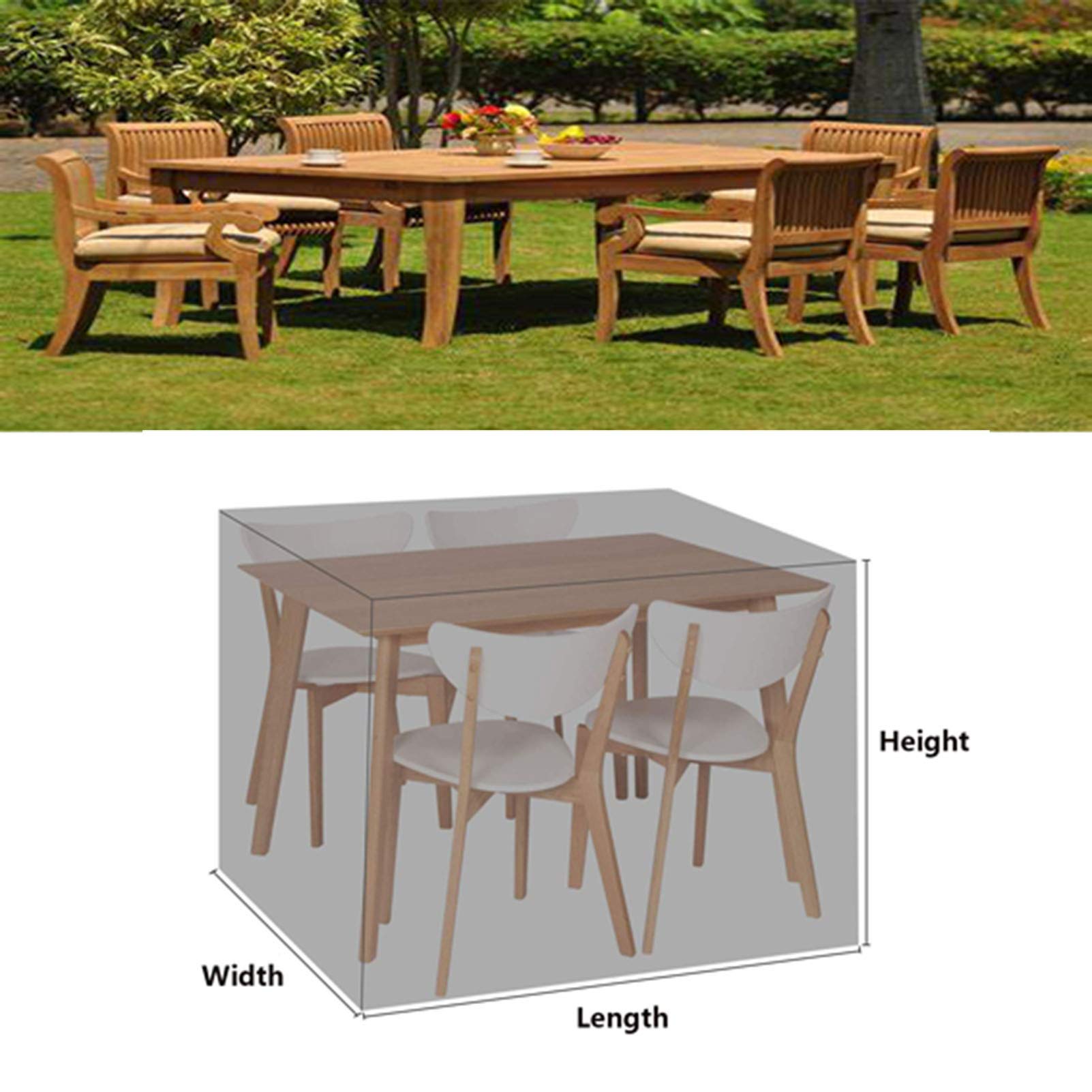60x60x30in Waterproof Square Garden Table Cover - Heavy Duty 420D Oxford Fabric Outdoor Furniture Cover - Windproof & Anti-UV Patio Table Protector - Perfect for Backyard, Deck, and Poolside Use