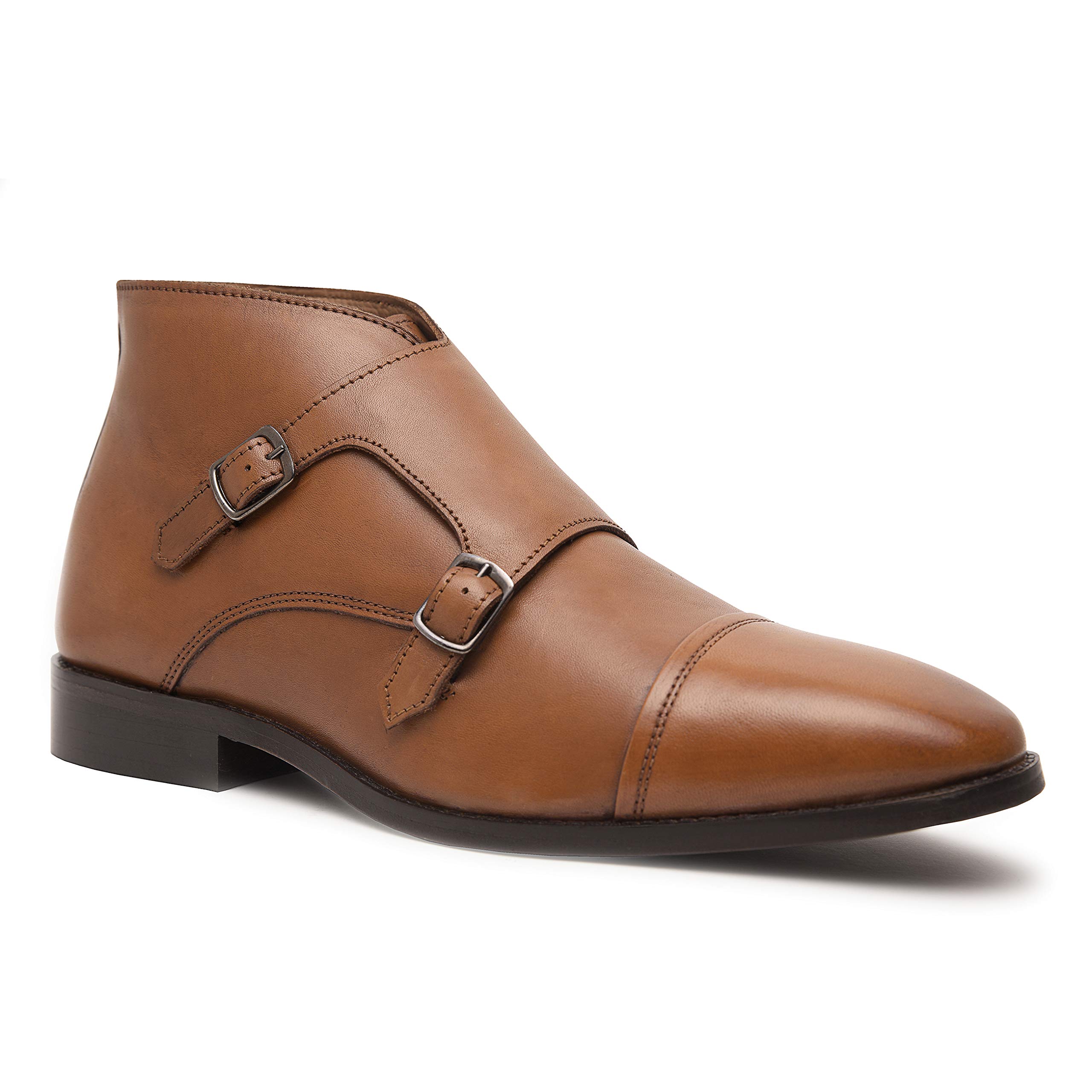 Allonsi Genuine Leather Dress Shoes for Men - Handcrafted Monk Strap Oxfords with Comfortable Durable Sole | Premium Quality Formal Work Shoes | Perfect for Business Meetings, Weddings & Office Wear