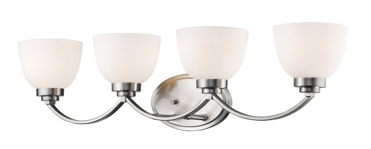 32 Inch Brushed Nickel Bathroom Vanity Light Fixture - 4-Light Steel Medium Base for 400W Bulbs - Perfect for Bathroom, Powder Room, and Dressing Room Lighting