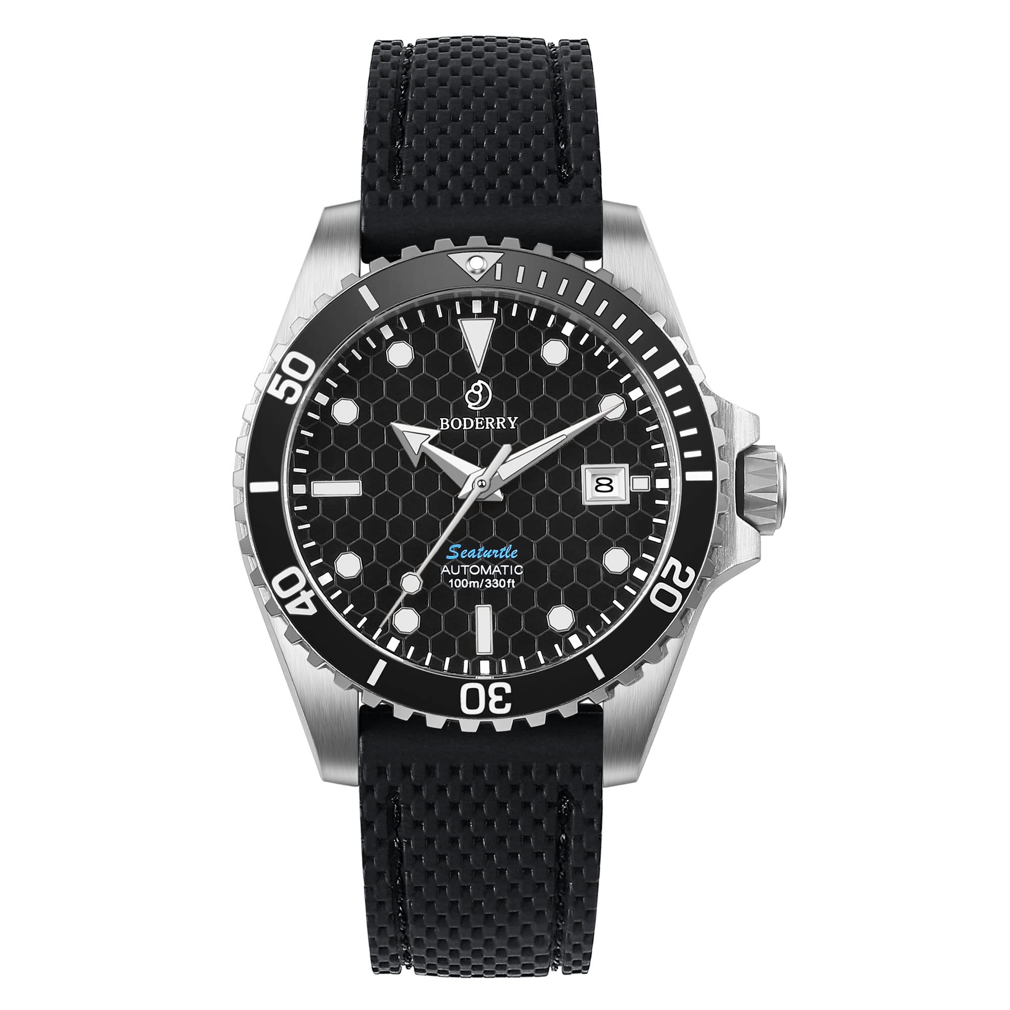 BODERRY Men's Japanese Automatic Diver Watch - Titanium Case, Sapphire Crystal, 100M Waterproof, Swiss Super Luminova, Screw Down Crown - Perfect for Scuba Diving, Swimming & Outdoor Adventures