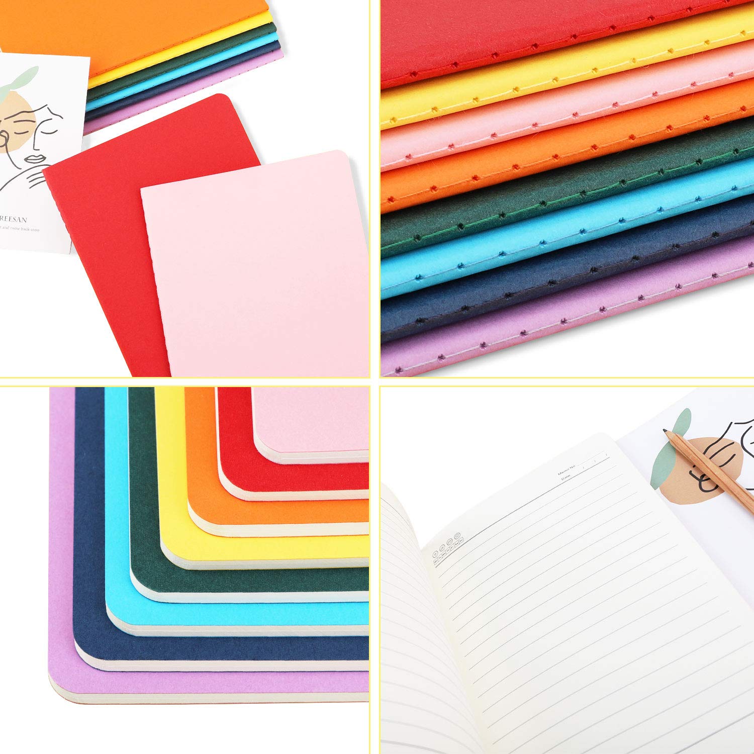 EUSOAR 24-Pack A5 Lined Notebooks - 5.5