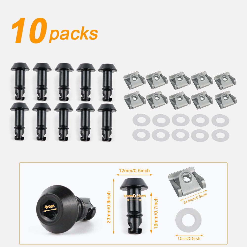 Xitomer 19mm Quick Release Fasteners - Universal Fit for Race Fairings & Motorcycle Bodywork (Black)