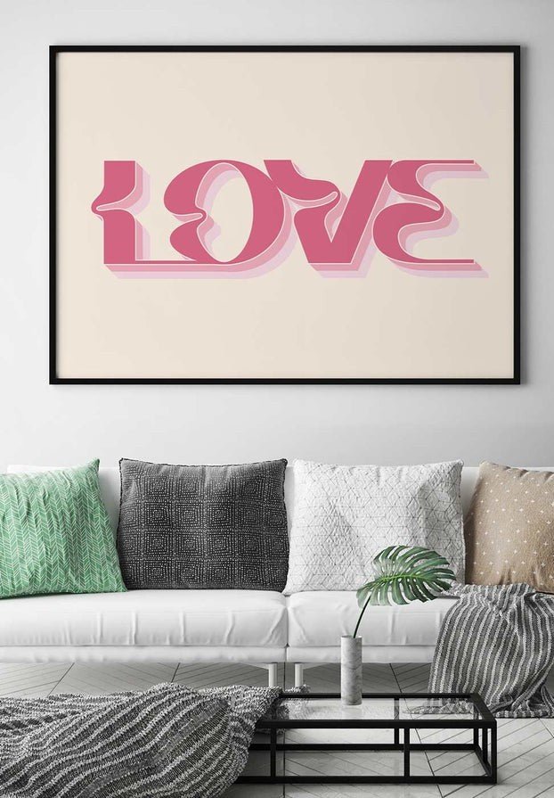 Wavy Love Typography Print - Romantic Wall Art Decor for Bedroom, Living Room & Office - Perfect Gift for Couples & Home Decor