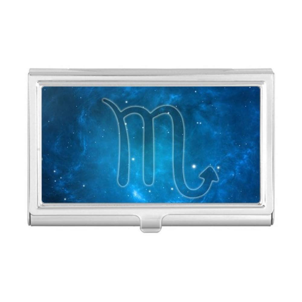Starry Night Scorpio Zodiac Constellation Business Card Holder - Elegant Metal Card Case for Professionals, Wallet & Pocket Organizer | Perfect for Office, Networking Events & Gifts