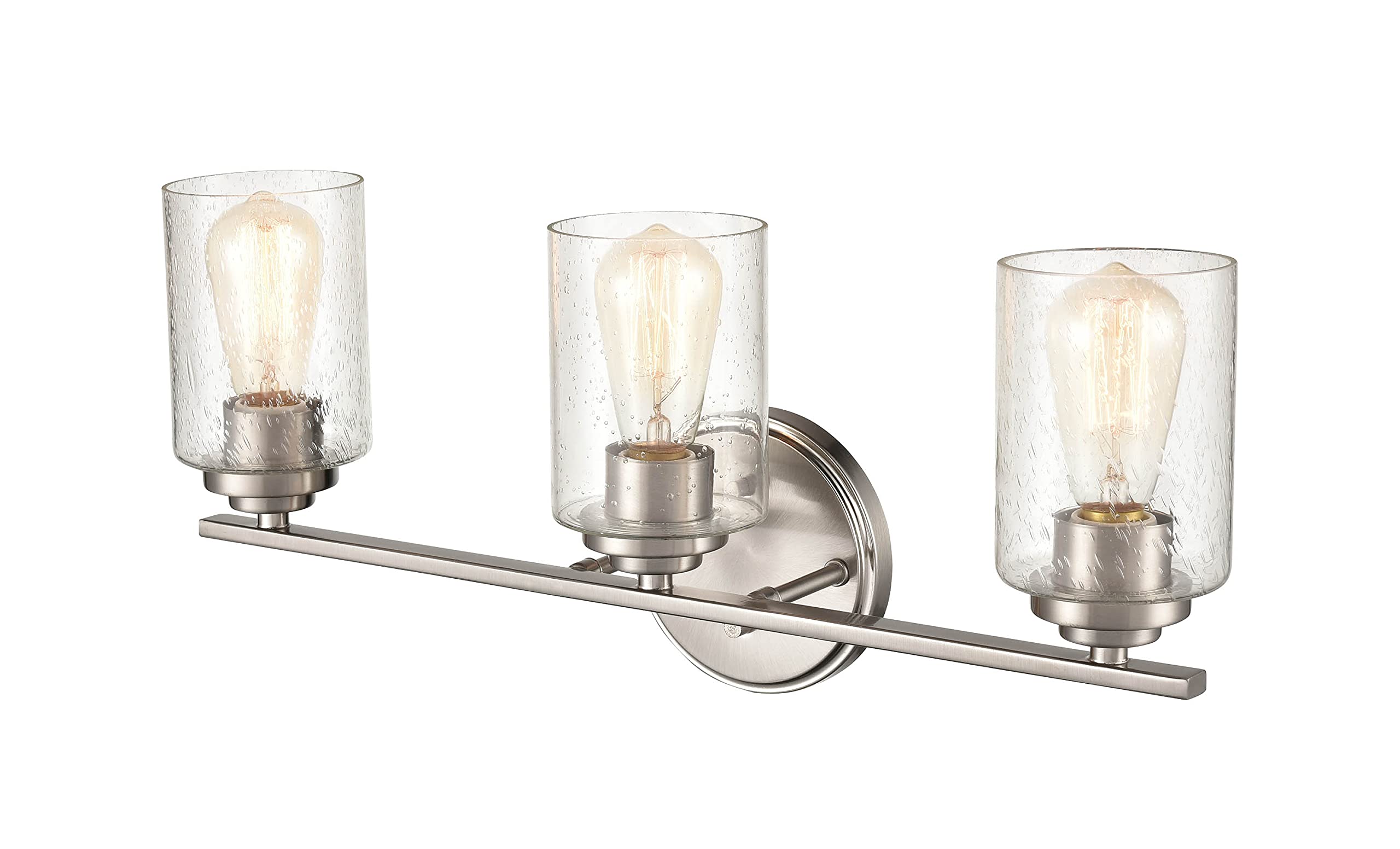 ML Lighting 3683-SN Transitional 3-Light Bathroom Vanity Light in Pewter & Satin Nickel Finish - Perfect for Modern Bathrooms, Powder Rooms & Dressing Areas