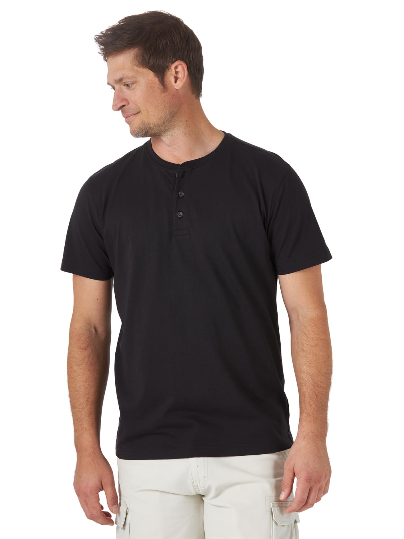 Wrangler Authentics Men's Short Sleeve Henley T-Shirt - Comfortable Casual Cotton Shirt for Everyday Wear, Outdoor Activities & Layering