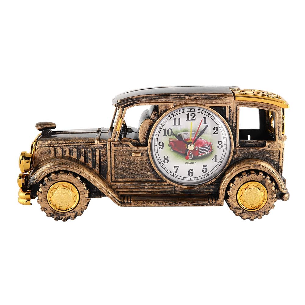 Vintage Bronze Car Alarm Clock - Multi-Function Desk Clock with Loud Alarm, Snooze & Nightlight | Perfect for Bedroom, Office, Travel & Gift Giving