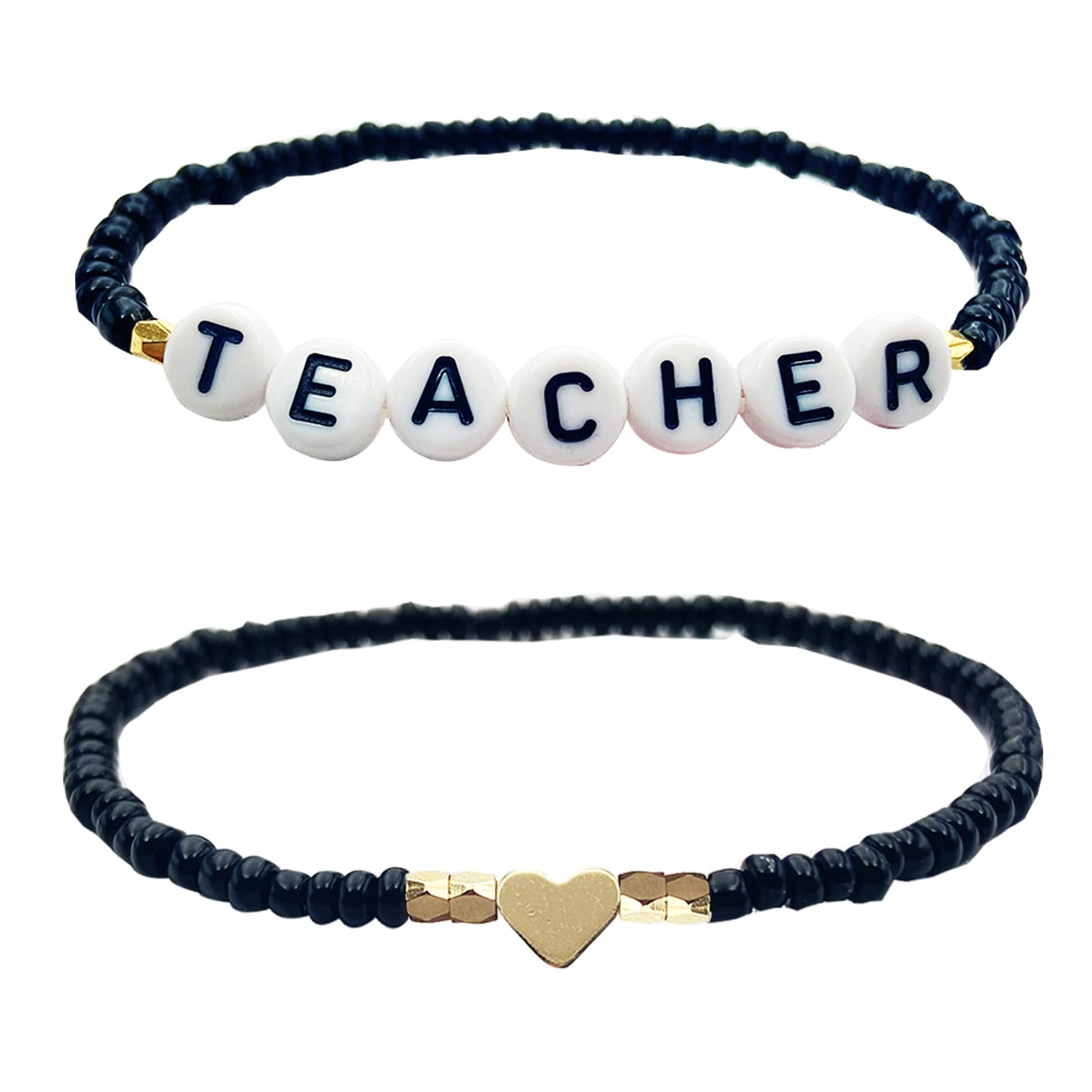 Beaded Teacher Bracelet for Women - Inspirational Teacher Appreciation Gift with 'Love Teach Inspire' Message | Perfect for Teacher's Day, Retirement, Thank You Gifts & Everyday Wear