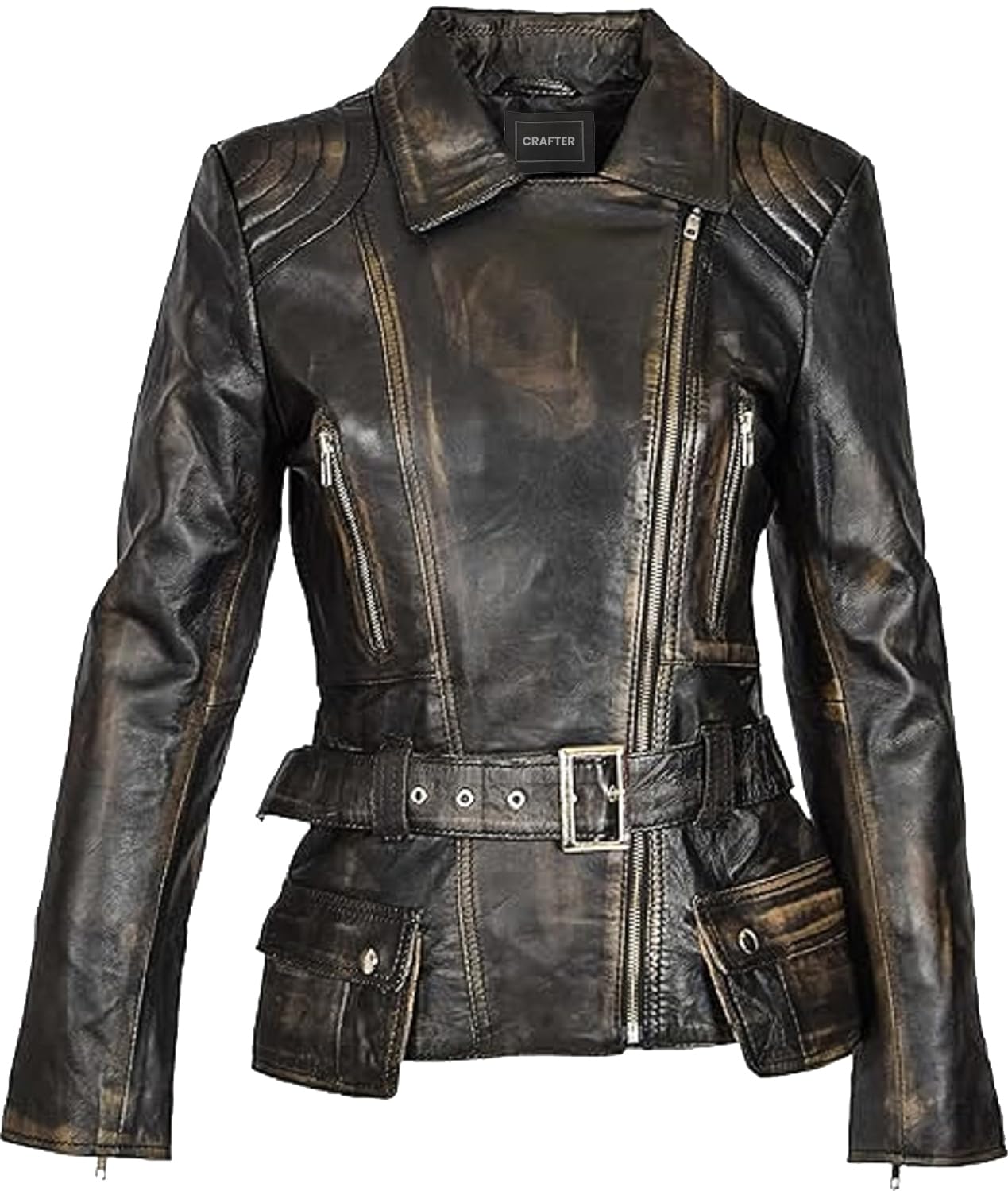 Genuine Lambskin Leather Jacket for Women - Classic Black Biker Jacket | Stylish Motorcycle Jacket for Everyday Wear & Night Out