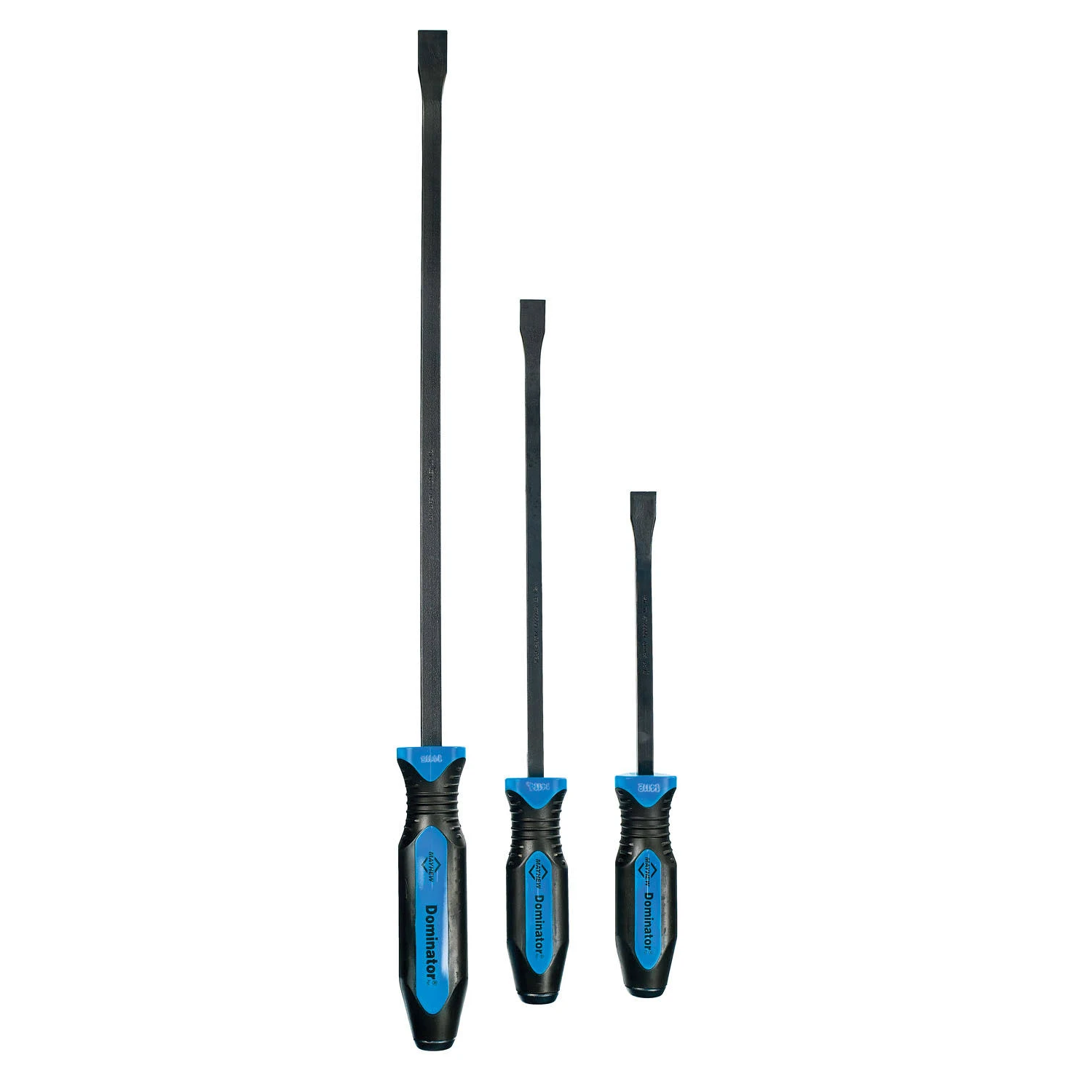 Mayhew 14071BL 3-Piece Blue Dominator Curved Pry Bar Set - Heavy Duty Demolition Tools for Construction, Auto Repair & Home Improvement Projects