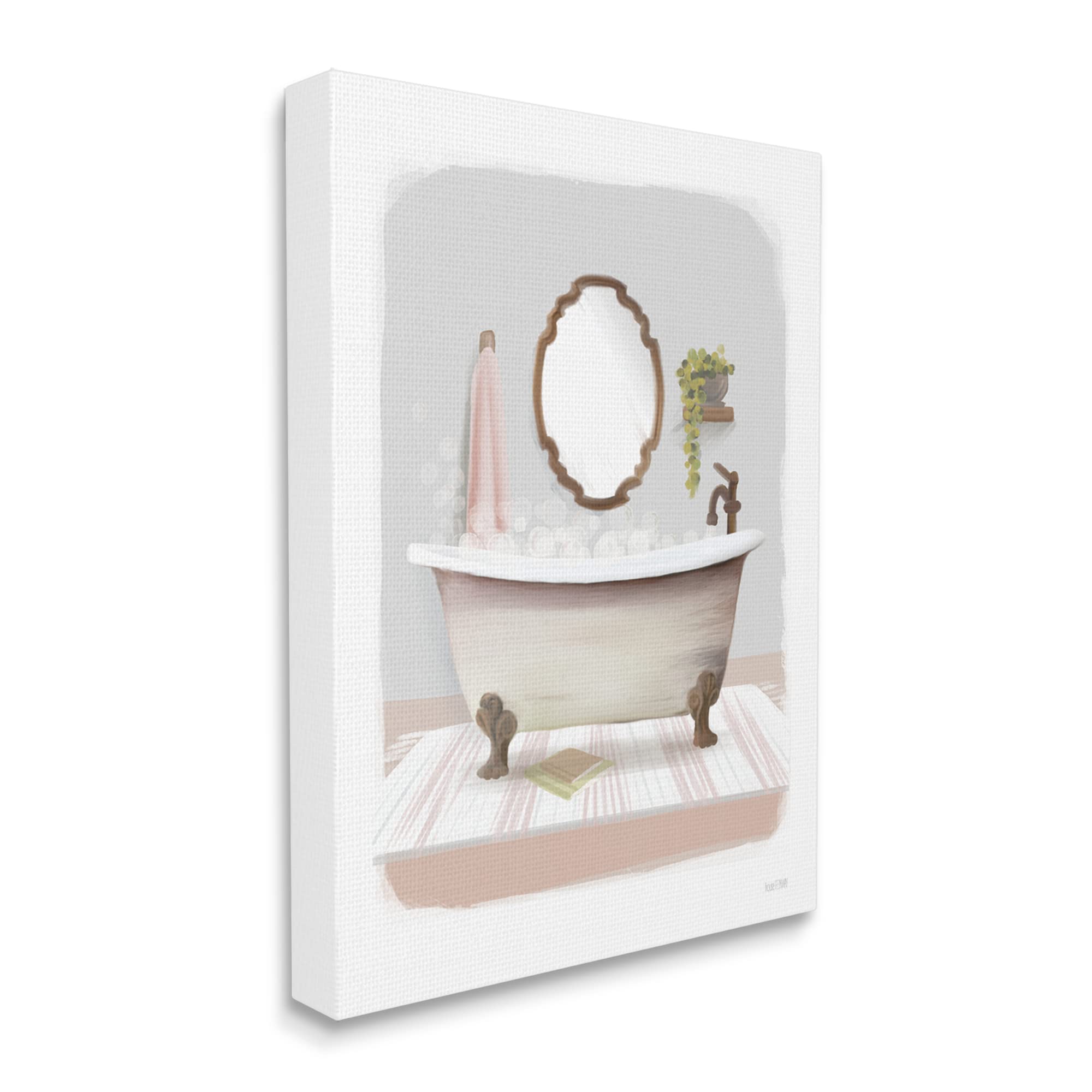 Stupell Industries Bubble Bath Tub Bathroom Canvas Wall Art - Modern Home Decor by House Fenway | Perfect for Bathroom, Spa, Nursery & Bedroom Wall Decor