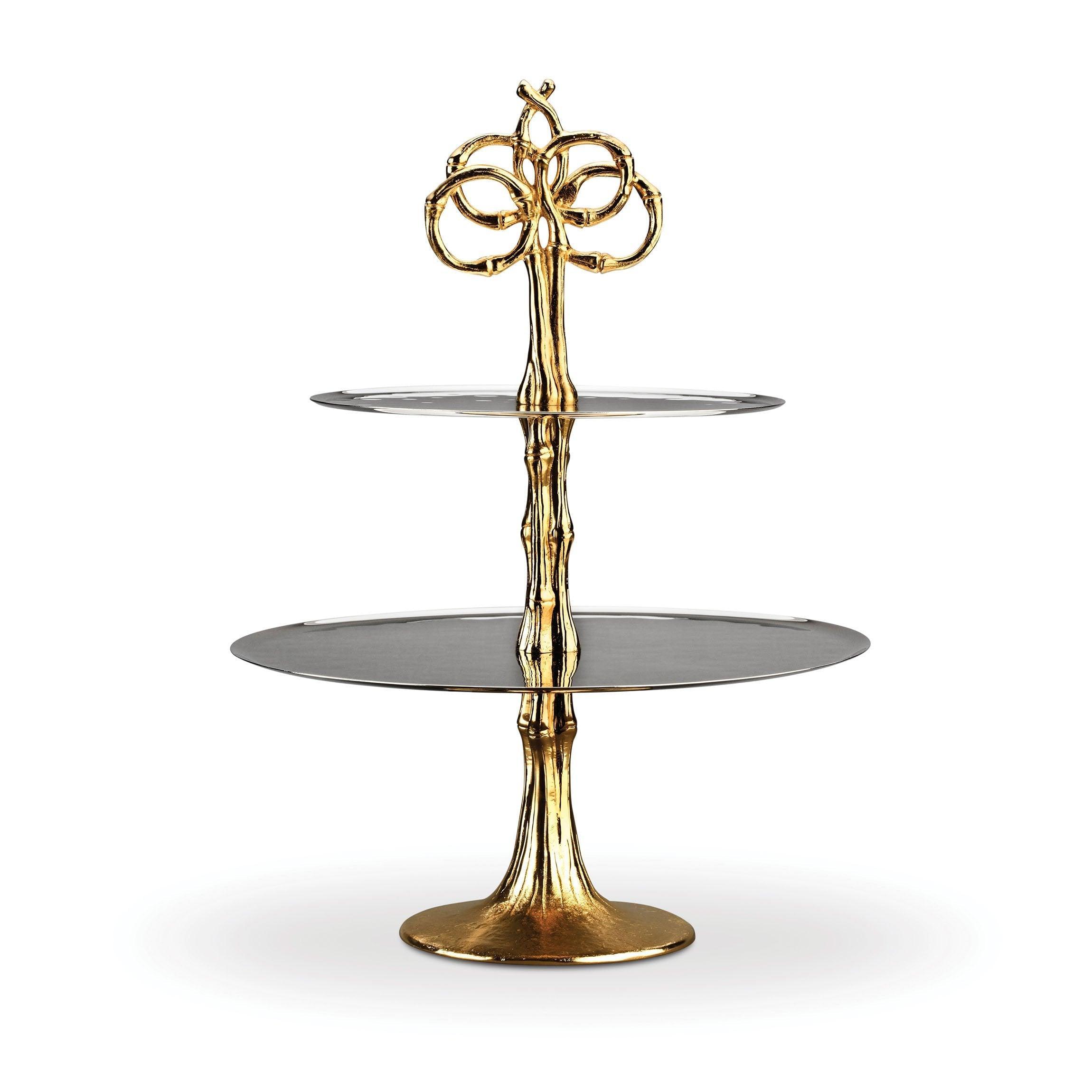 Evoca 2 Tier Stainless Steel Serving Tray - Elegant Buffet Server for Parties, Weddings & Catering Events - Perfect for Appetizers, Desserts & Canapés