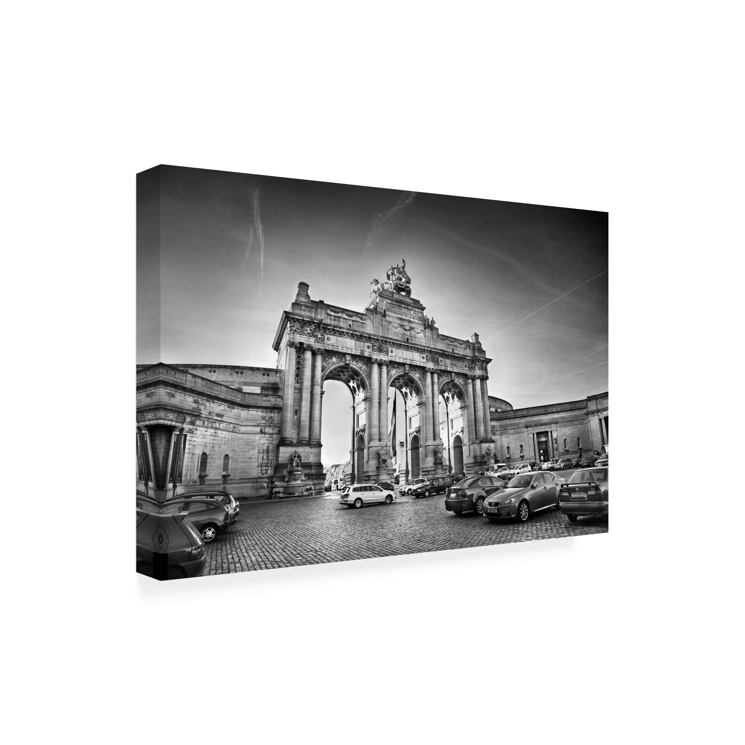 Ben Heine 'Black And White Plaza' Canvas Wall Art Print - Modern Abstract Cityscape Painting for Living Room, Office & Home Decor