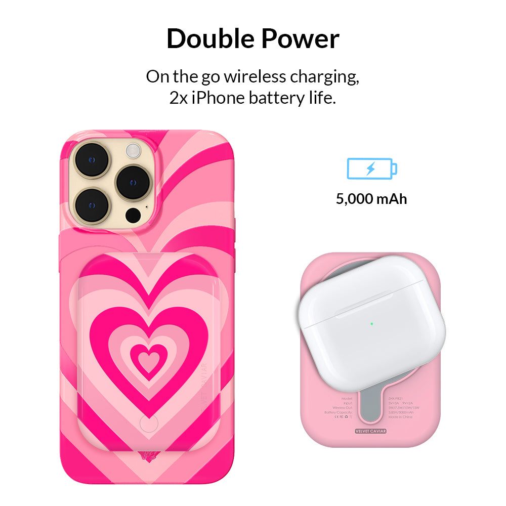 Pink Sweethearts MagSafe Battery Pack - Portable Charger for iPhone 12/13/14/15 - Perfect for Travel, Work & Outdoor Adventures