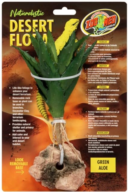 Zoo Med Green Aloe Desert Flora Terrarium Plant - Realistic Fake Succulent for Reptile Habitat, Desert Theme Decor & DIY Terrarium Projects - Perfect for Bearded Dragon Tanks, Gecko Enclosures & Home Office Decor