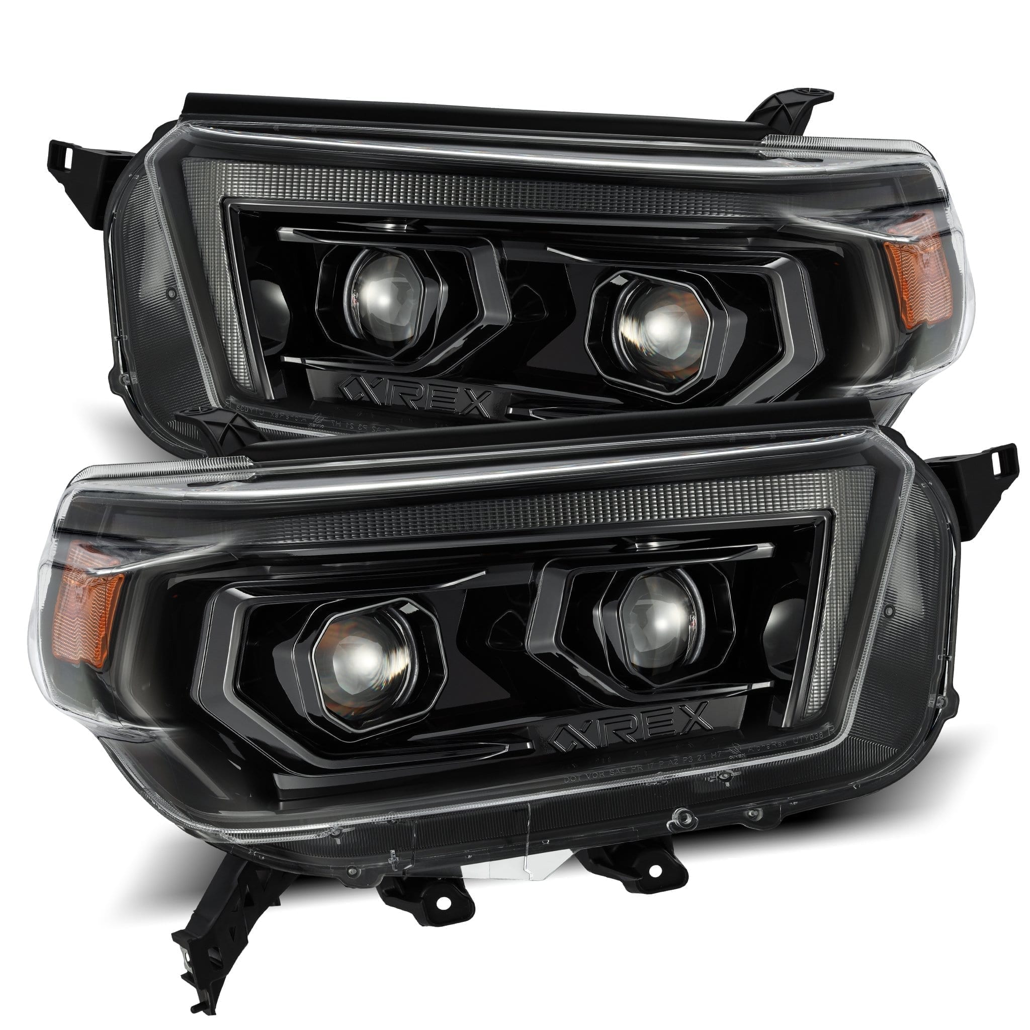 2010-2013 Toyota 4Runner Projector Headlights - Black Plank Style with Sequential Turn Signals & DRL | AlphaRex 880754 | Upgrade for Off-Roading & Night Driving