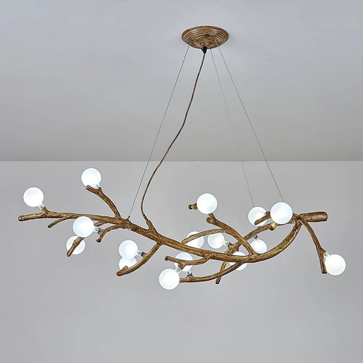 Boho Tree Branch Modern Chandelier - Handmade Wooden Ceiling Light Fixture for Living Room, Bedroom & Dining Room - Rustic Nature-Inspired Lighting Decor for Home & Cafe
