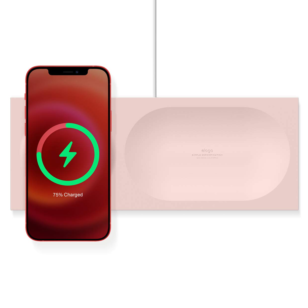 elago MagSafe Charging Tray - Wireless Charging Stand for iPhone 16/15/14/13/12, AirPods & Qi-Compatible Devices | Sand Pink | Nightstand Organizer & Desk Charging Station (Cable Not Included)