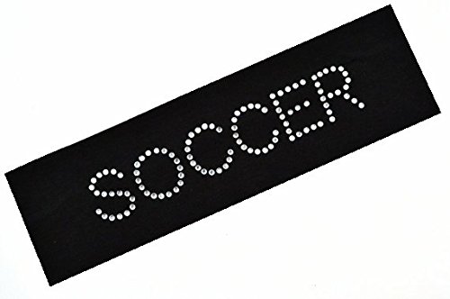 SOCCER RHINESTONE Cotton Stretch Headband for Women, Girls & Teens - Sparkly Soccer Team Gifts for Players & Fans - Perfect for Games, Practice & School Spirit Days