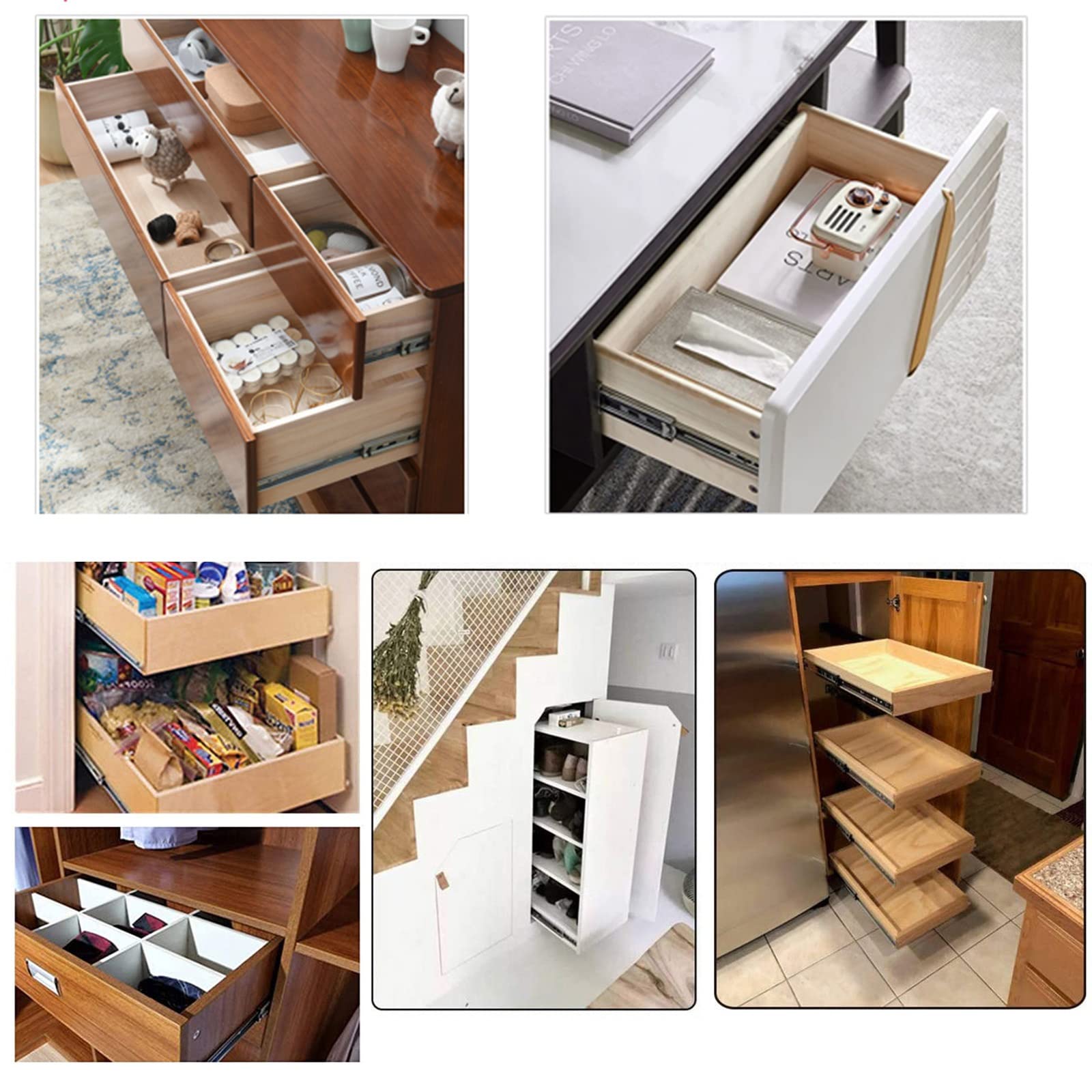 PhIree Soft Close Ball Bearing Drawer Slides - 1 Pair Heavy Duty Metal Slides for Kitchen Cabinets, Wardrobes & Furniture | Smooth Telescoping Rails for Easy Pull Out & Quiet Operation | Perfect for Home, Office & DIY Projects