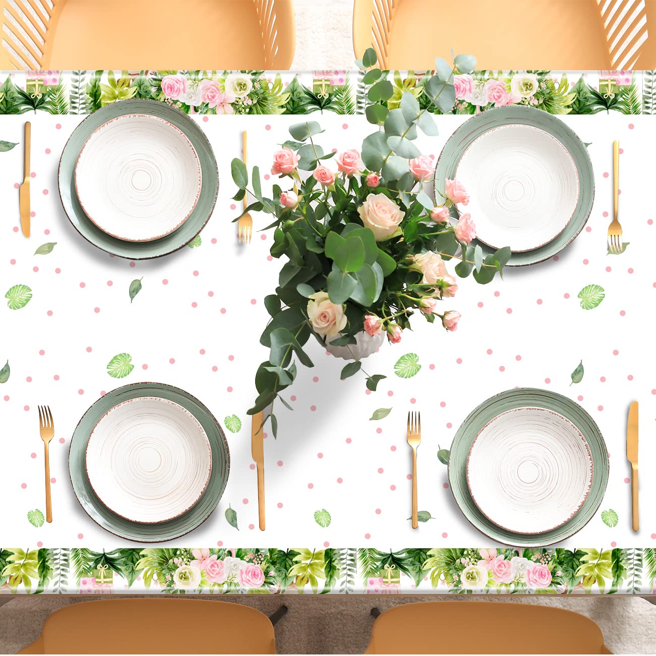 Pink Jungle Safari Baby Shower Tablecloth Set - 3-Piece Disposable Plastic Table Covers for Girls' Animal Theme Birthday Party (70×43 Inch) - Perfect for Baby Showers, Zoo-Themed Parties & First Birthday Decorations
